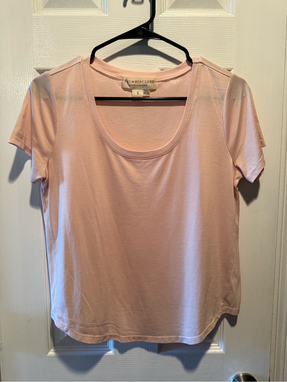 Stillwater Luxe Blush Pink Scoop Neck Short Sleeve Tee Size S